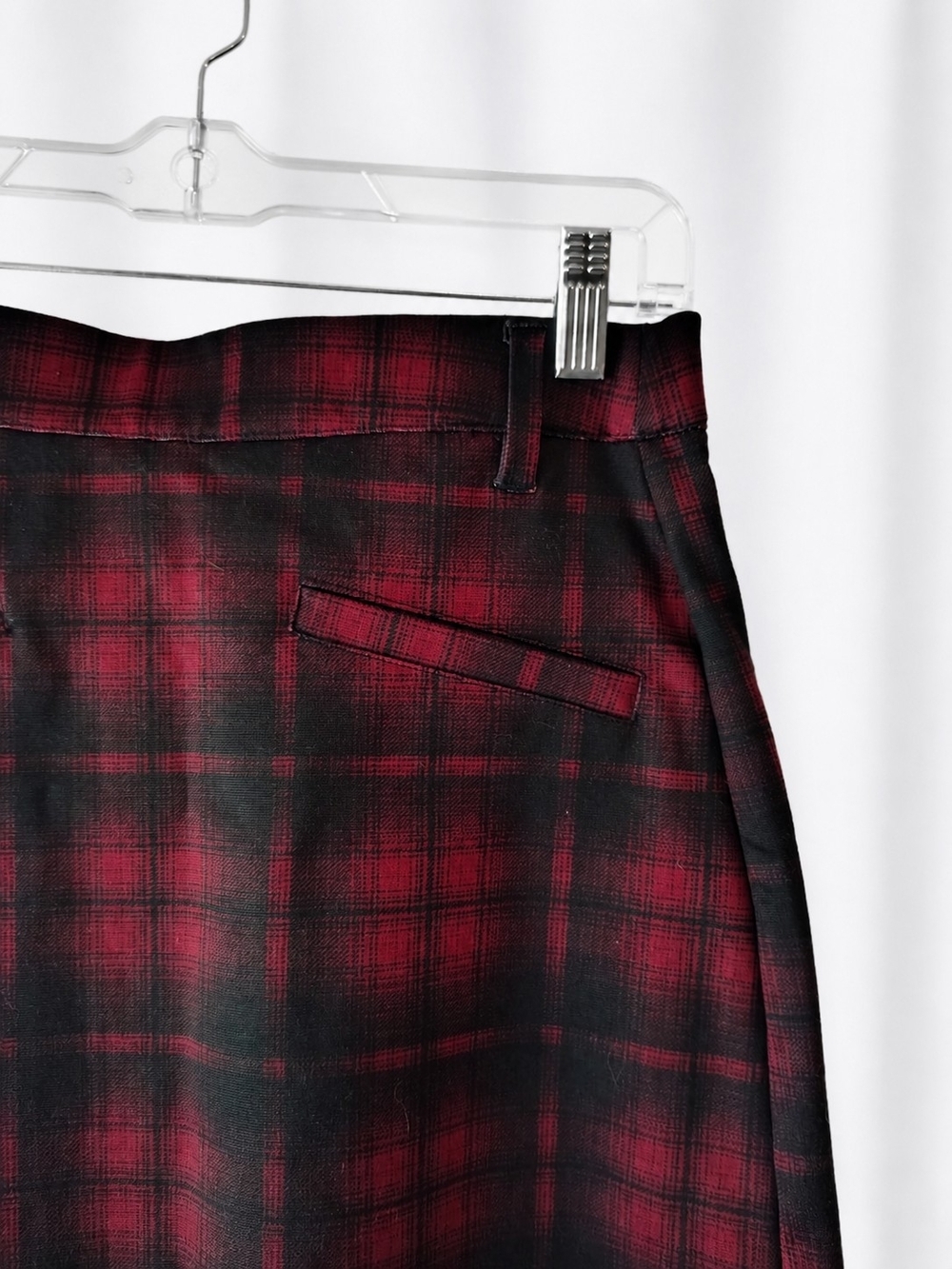Maurices Plaid Mini Skirt Black Red Pockets Stretch XS Academia - Picture 2 of 6